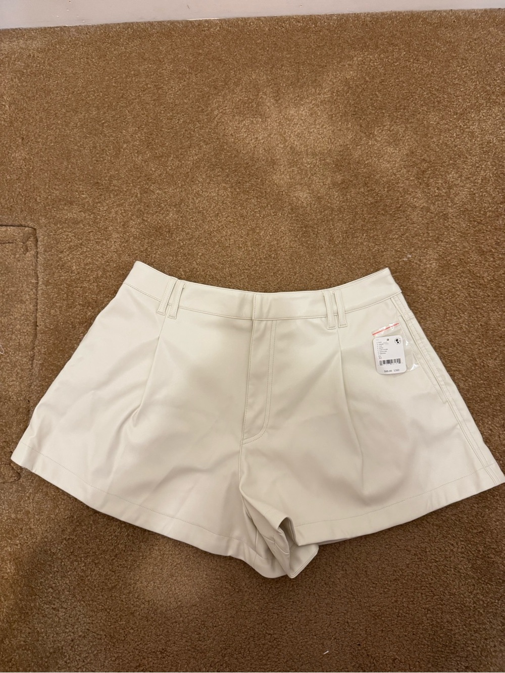 We The Free Cream High-Waist Leather Shorts
